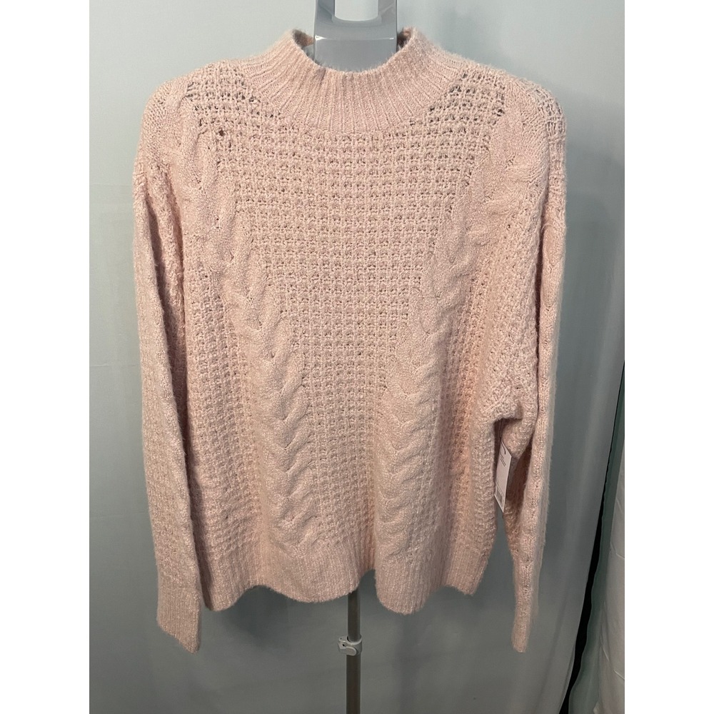 Sonoma Goods For Life Womens‎ XL Pink Cable Knit Mock Neck Sweater Soft